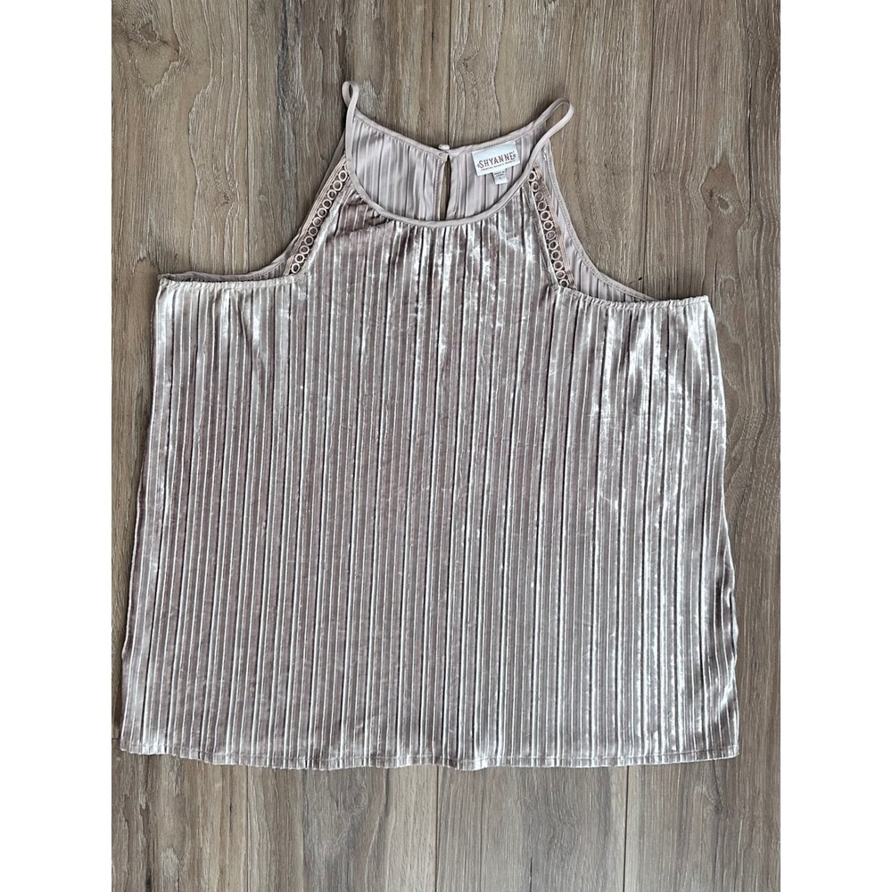 Shyanne Pleated Velvet Halter Top Crochet Trim L Western Whimsigoth Rodeo Glam
